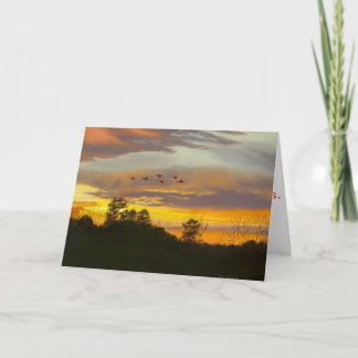 Sonnenuntergang mit Gänsefüßler Verse Karte