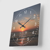 Sonnenuntergang mit Leben-Zitat Quadratische Wanduhr (Winkel)