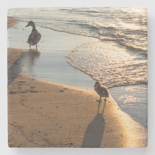 Sonnenuntergang mit Mami Steinuntersetzer (Vorderseite)