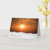 Sonnenuntergang mit Möwen zum Beileid Karte (Gelbe Blume)