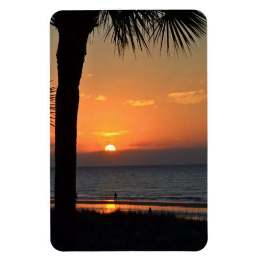 Sonnenuntergang mit Palm Tree Silhouette Beach Sze Magnet (Vertikal)