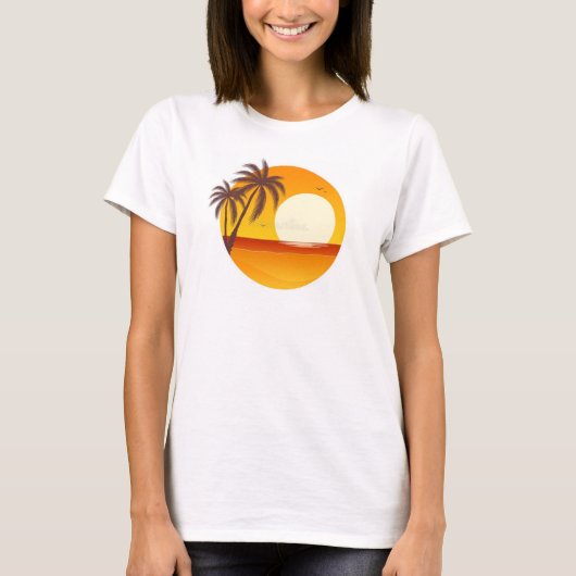 Sonnenuntergang mit Palm Tree Tee Shirt (Vorderseite)