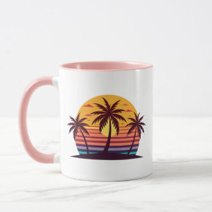 Sonnenuntergang mit Palmbaumen Vector-98801 Tasse