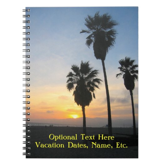 Sonnenuntergang mit Palmen am Strand von Venedig Notizblock (Vorderseite)