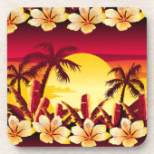 Sonnenuntergang mit Palmen Getränkeuntersetzer (Vorderseite)