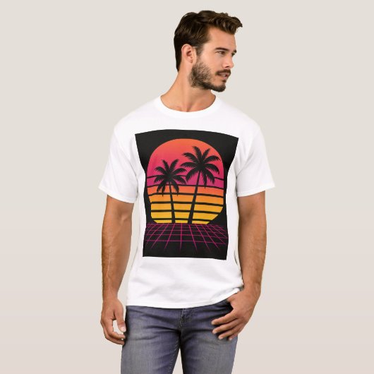 Sonnenuntergang mit Palmen T-Shirt (Vorne ganz)