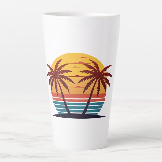 Sonnenuntergang mit Palmen Trees Vector-98802 Milchtasse (Vorderseite)