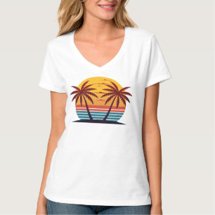 Sonnenuntergang mit Palmen Trees Vector-98802 T-Shirt