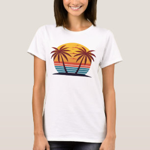 Sonnenuntergang mit Palmen Trees Vector-98802 T-Shirt