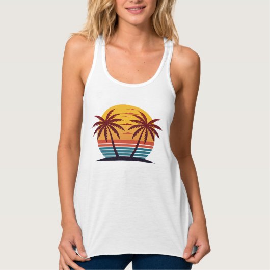 Sonnenuntergang mit Palmen Trees Vector-98802 Tank Top (Vorderseite)