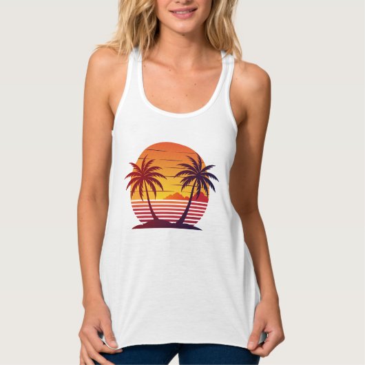 Sonnenuntergang mit Palmen Trees Vector-98802 Tank Top (Vorderseite)