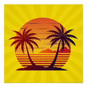 Sonnenuntergang mit Palmen Trees Vector-98803 Poster