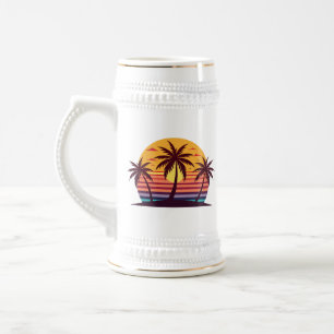 Sonnenuntergang mit Palmen Vektor Bierglas