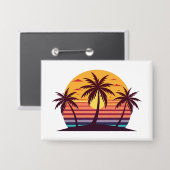 Sonnenuntergang mit Palmen Vektor Button (Vorderseite/Rückseite)