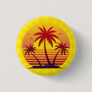 Sonnenuntergang mit Palmen Vektor Button