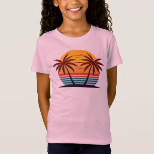 Sonnenuntergang mit Palmen Vektor T-Shirt