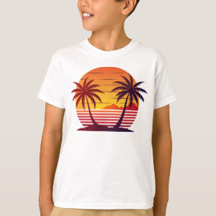Sonnenuntergang mit Palmen Vektor T-Shirt