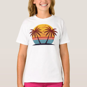 Sonnenuntergang mit Palmen Vektor T-Shirt