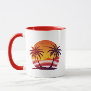 Sonnenuntergang mit Palmen Vektor Tasse