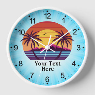 Sonnenuntergang mit Palmen Vektor Uhr