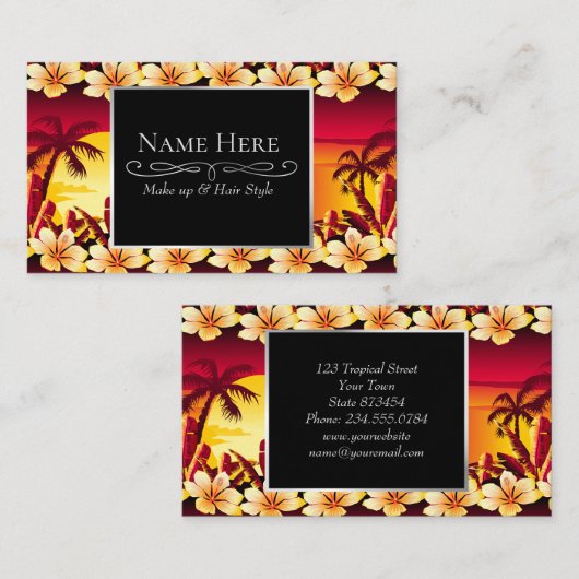 Sonnenuntergang mit Palmen Visitenkarte (Vorne/Hinten)