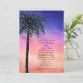 Sonnenuntergang mit Palmenbaum Einladung zur Hochz (Stehend Vorderseite)