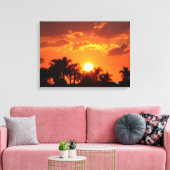 Sonnenuntergang mit Palmenblättern Leinwanddruck (Insitu (Wohnzimmer))