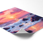 Sonnenuntergang mit rosa Korallen | Wasserfarben O Poster (Ecke)