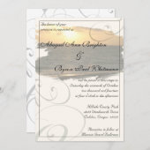 Sonnenuntergang mit Schnörkeln Einladung Hochzeit (Vorne/Hinten)