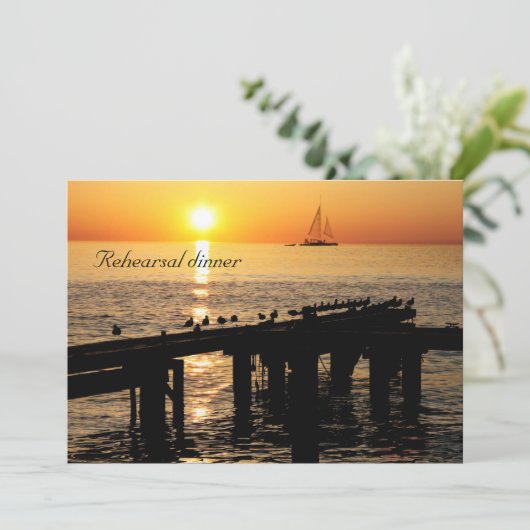 Sonnenuntergang mit Seegras Probe Einladung (Stehend Vorderseite)