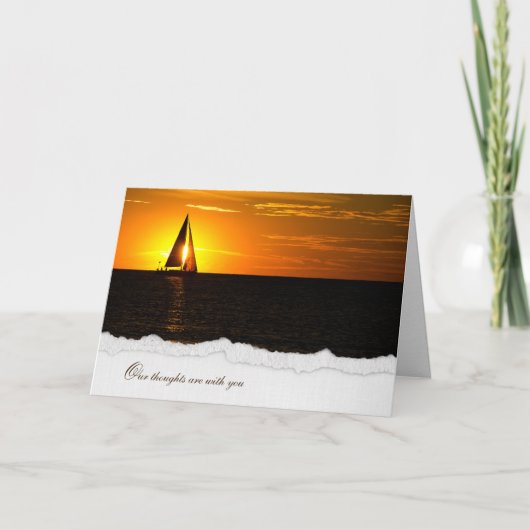 Sonnenuntergang mit Segelboot auf Wasser für Beile Karte (Vorderseite)