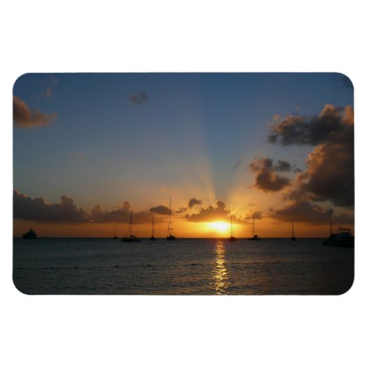 Sonnenuntergang mit Segelbooten Tropical Landscape Magnet (Horizontal)