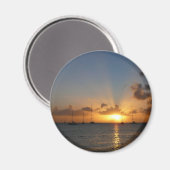 Sonnenuntergang mit Segelbooten Tropical Landscape Magnet (Vorderseite/Rückseite)