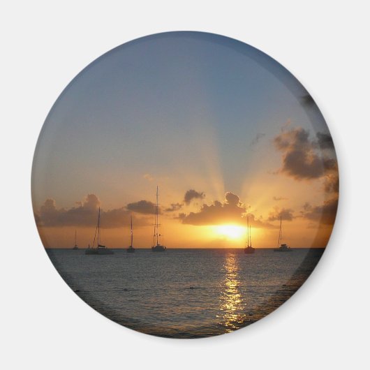 Sonnenuntergang mit Segelbooten Tropical Landscape Magnet (Vorne)