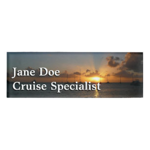 Sonnenuntergang mit Segelbooten Tropical Landscape Namenschild