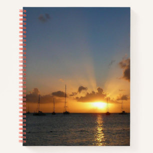 Sonnenuntergang mit Segelbooten Tropical Landscape Notizblock