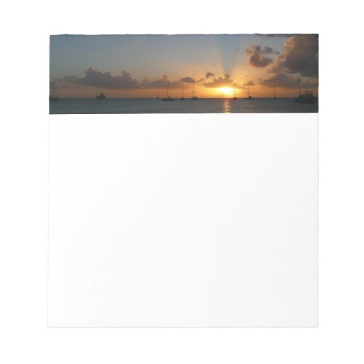 Sonnenuntergang mit Segelbooten Tropical Landscape Notizblock (Vorderseite)
