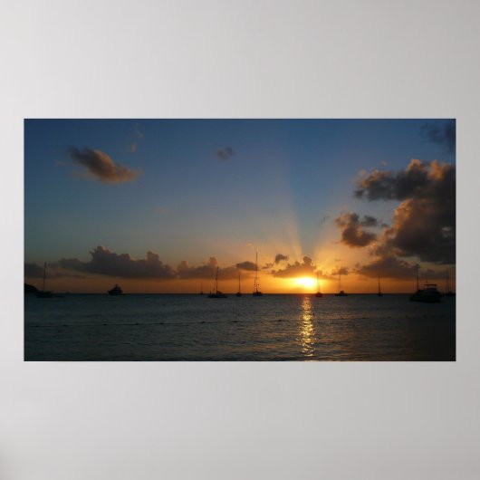 Sonnenuntergang mit Segelbooten Tropical Landscape Poster (Vorne)