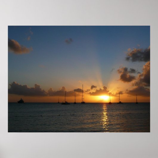 Sonnenuntergang mit Segelbooten Tropical Landscape Poster (Vorne)