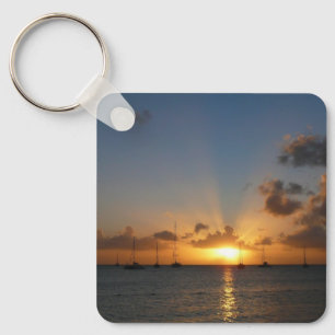 Sonnenuntergang mit Segelbooten Tropical Landscape Schlüsselanhänger