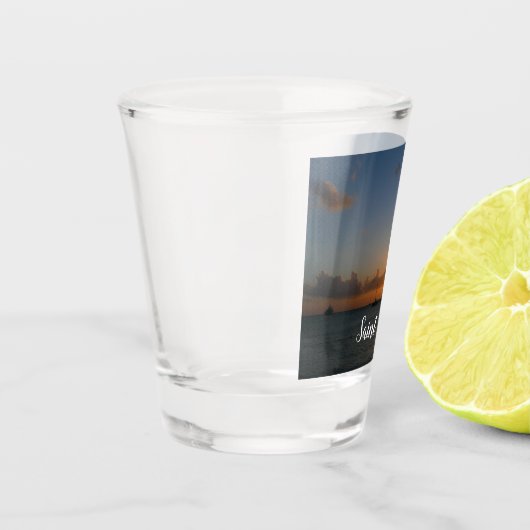 Sonnenuntergang mit Segelbooten Tropical Landscape Schnapsglas (Links)