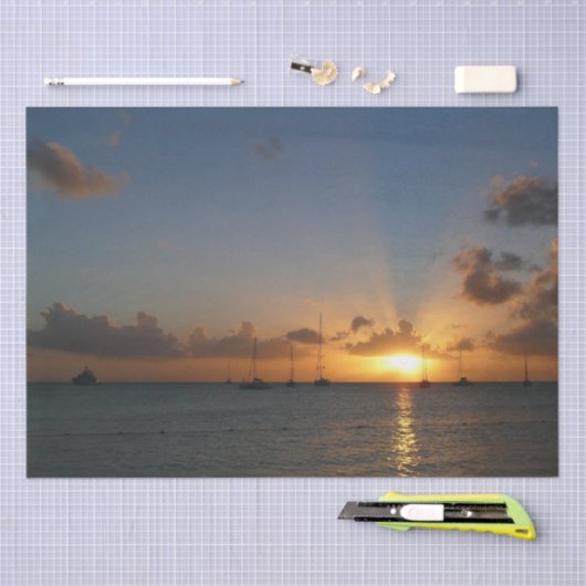 Sonnenuntergang mit Segelbooten Tropical Landscape Seidenpapier (Handwerk)