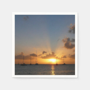 Sonnenuntergang mit Segelbooten Tropical Landscape Serviette
