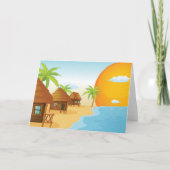 Sonnenuntergang mit Strohhütten Karte (Vorderseite)