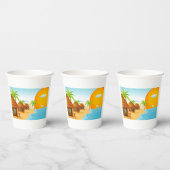 Sonnenuntergang mit Strohhütten Pappbecher