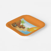 Sonnenuntergang mit Strohhütten Pappteller (Gewinkelt)