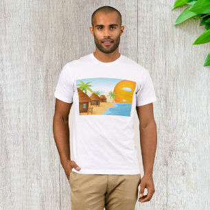 Sonnenuntergang mit Strohhütten T-Shirt