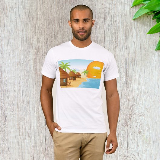 Sonnenuntergang mit Strohhütten T-Shirt