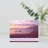 Sonnenuntergang mit Traumstrand Sprichwort Postkarte (Stehend Vorderseite)