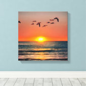 Sonnenuntergang mit Vögeln Leinwanddruck (Insitu (Holzboden))